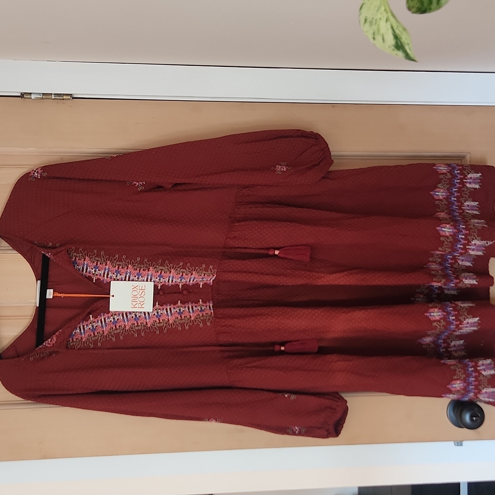 Knox Rose maroon embroidered dress
